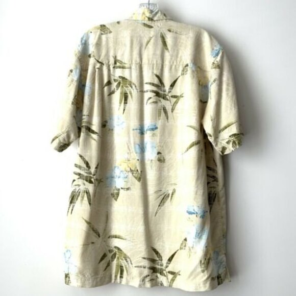 Tommy Bahama Shirt Men M Yellow Silk Hawaiian Short Sleeve Button Front - Picture 2 of 7